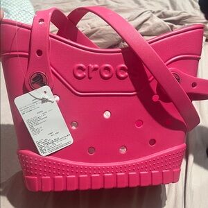 CROCS Bright Pink Croslite Tote